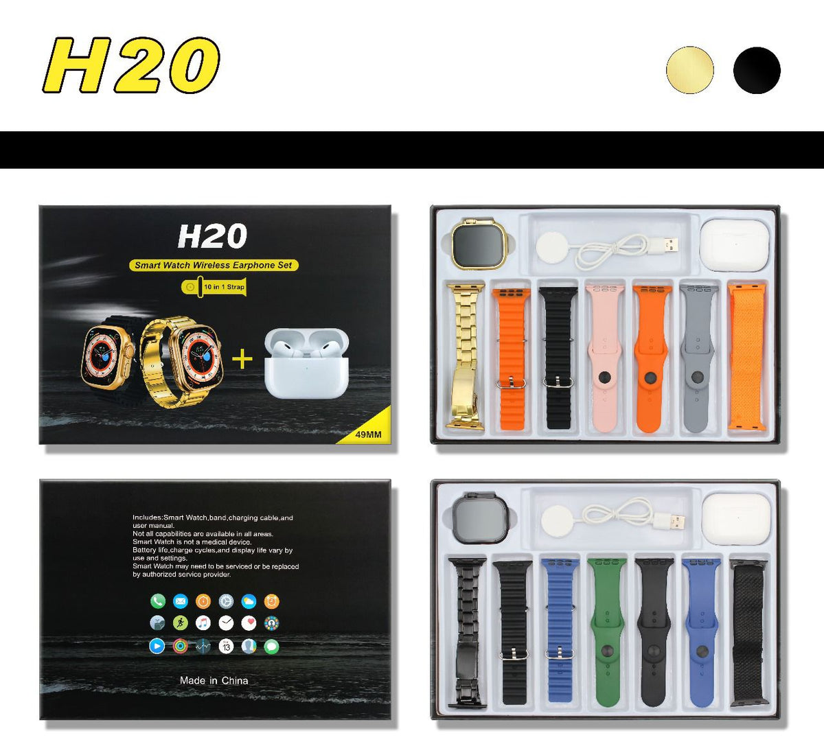 H20 SMART WATCH WIRELESS EARPHONE SET