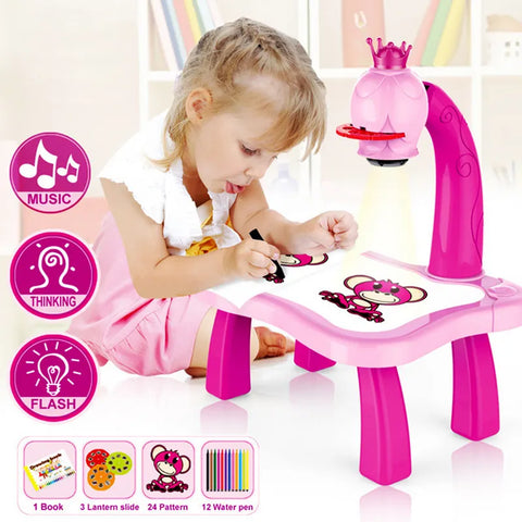 Drawing Projector Table for Kids - Trace and Draw Projector Toy with Light Lamp - Music