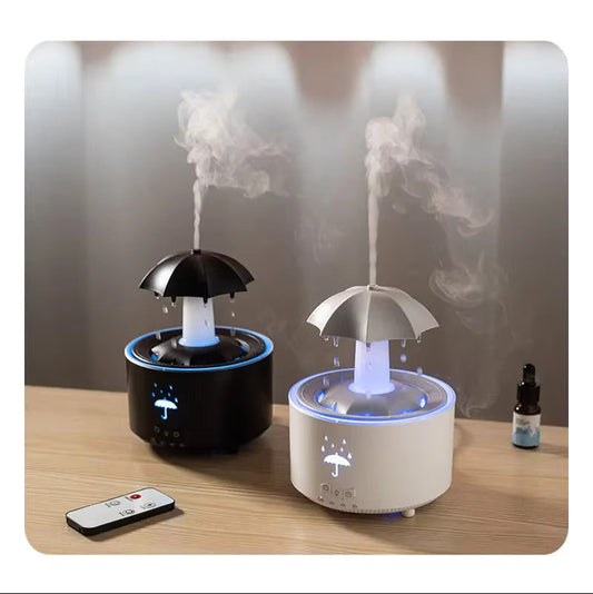 Cloud Rain Rotating Umbrella Water Drop Aromatherapy Machine Air Humidifier Diffuser Fountain Water Drop 7-Color LED Night Light